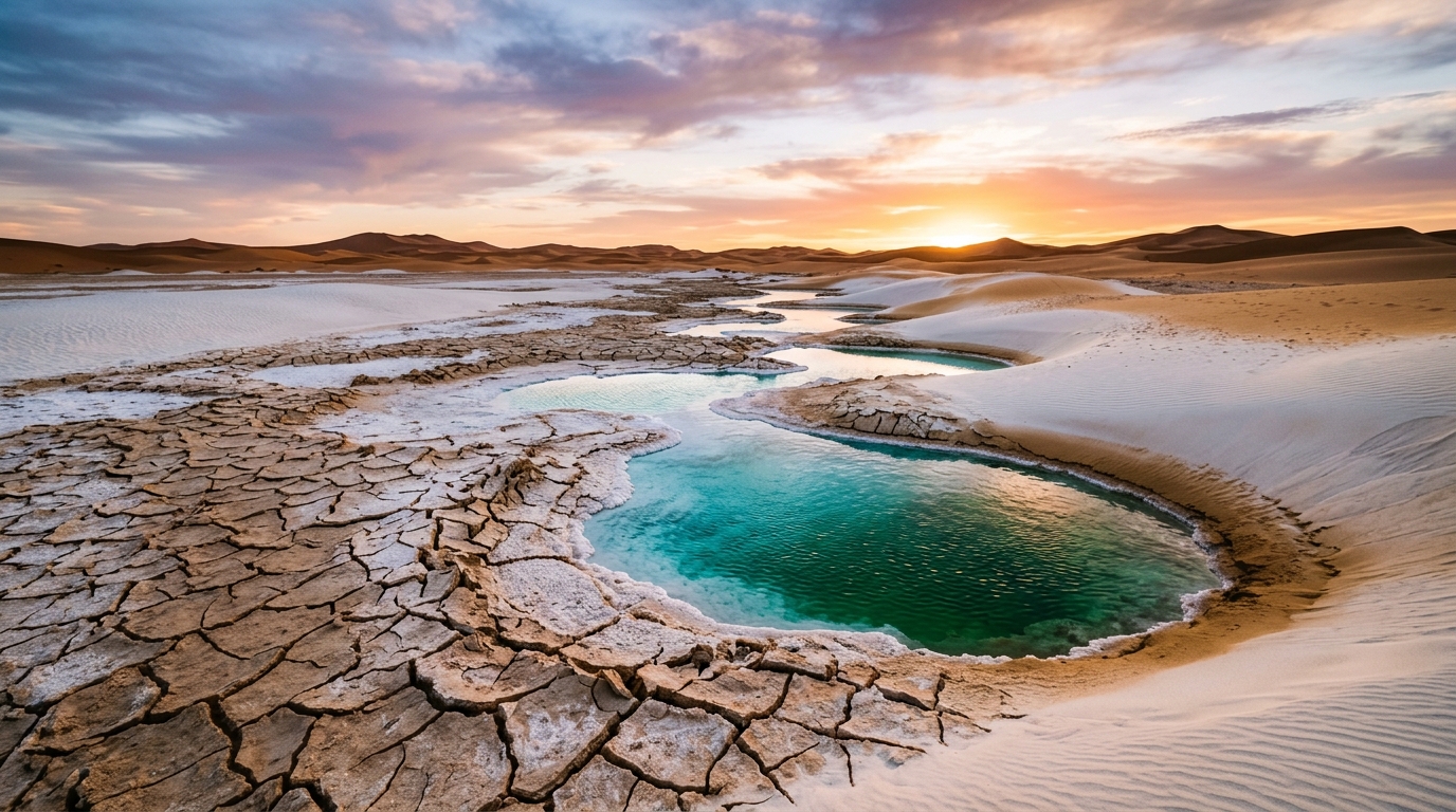Poches d'eau colorées de la Sebkha d'Imlili