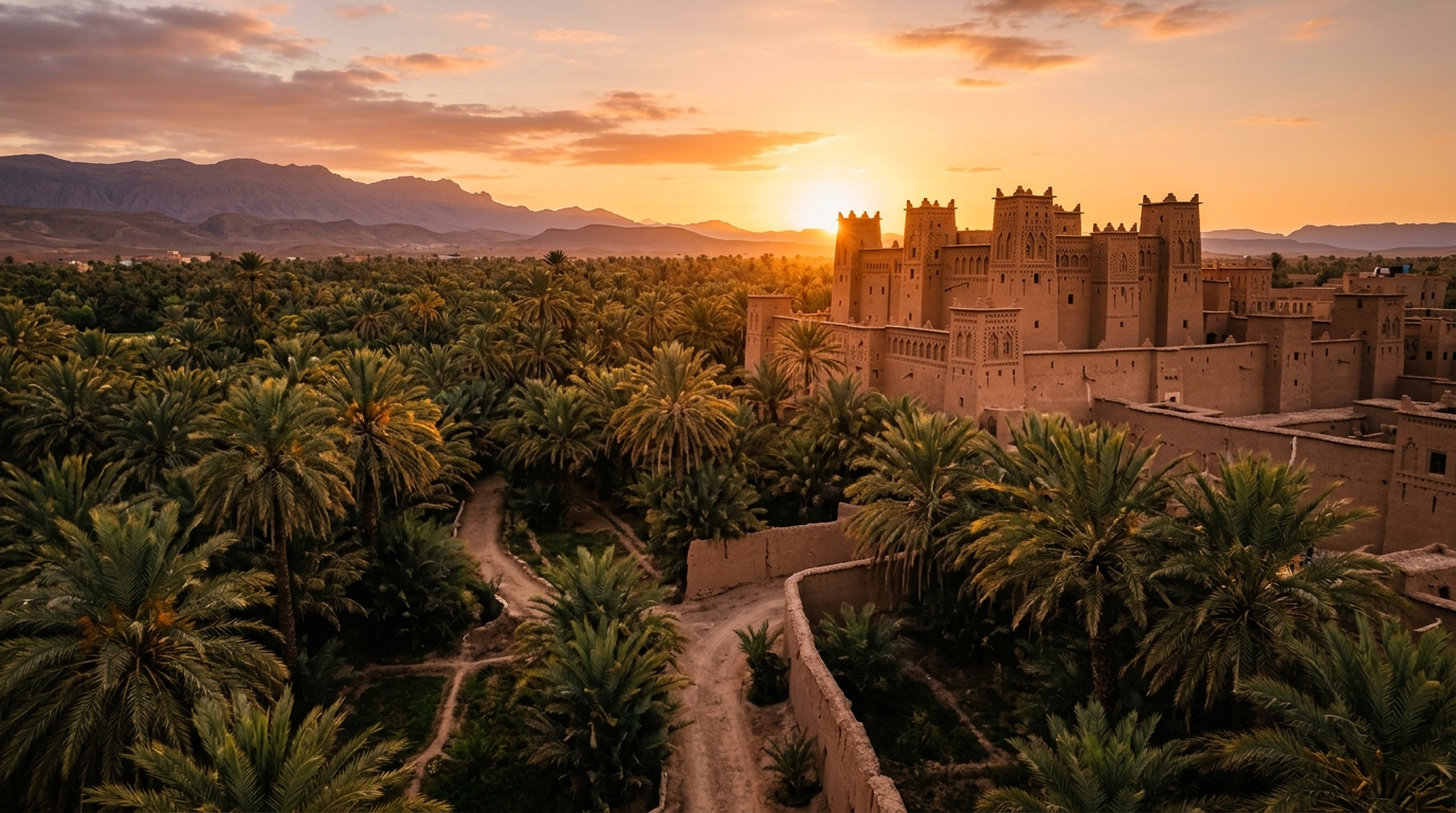 Kasbah au milieu des palmiers de Skoura