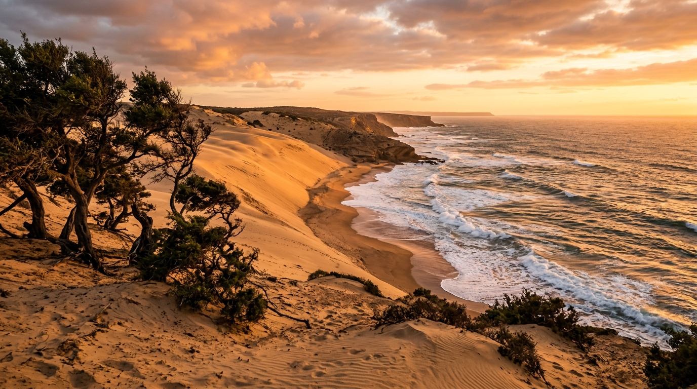 Plage et dunes sauvages près d'Essaouira au Cap Sim