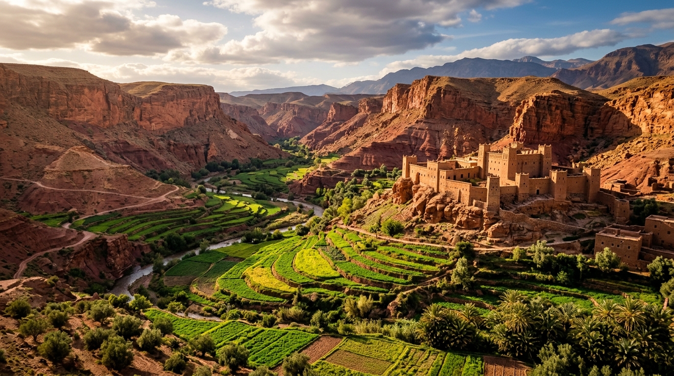 Kasbah et architecture en pisé dans la vallée de l'Ounila