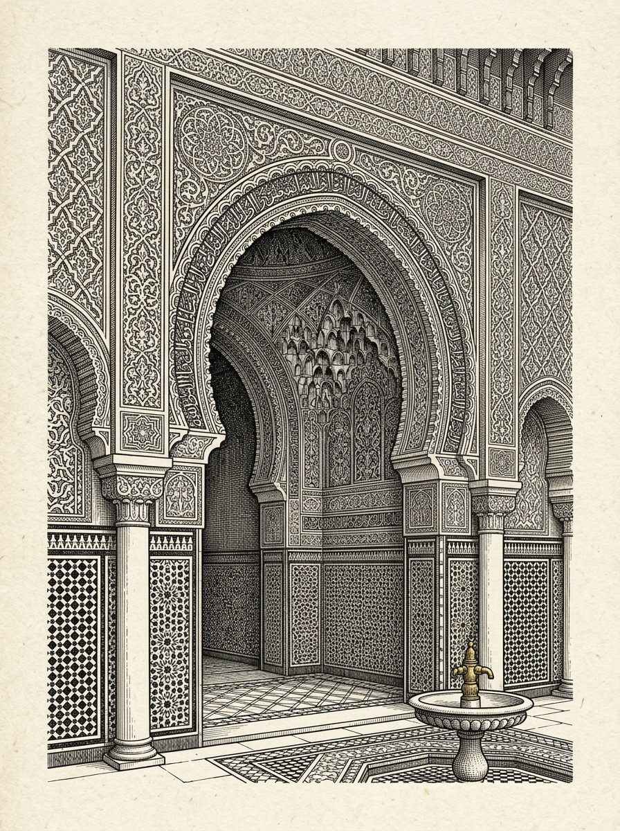 Moroccan architectural motif illustration